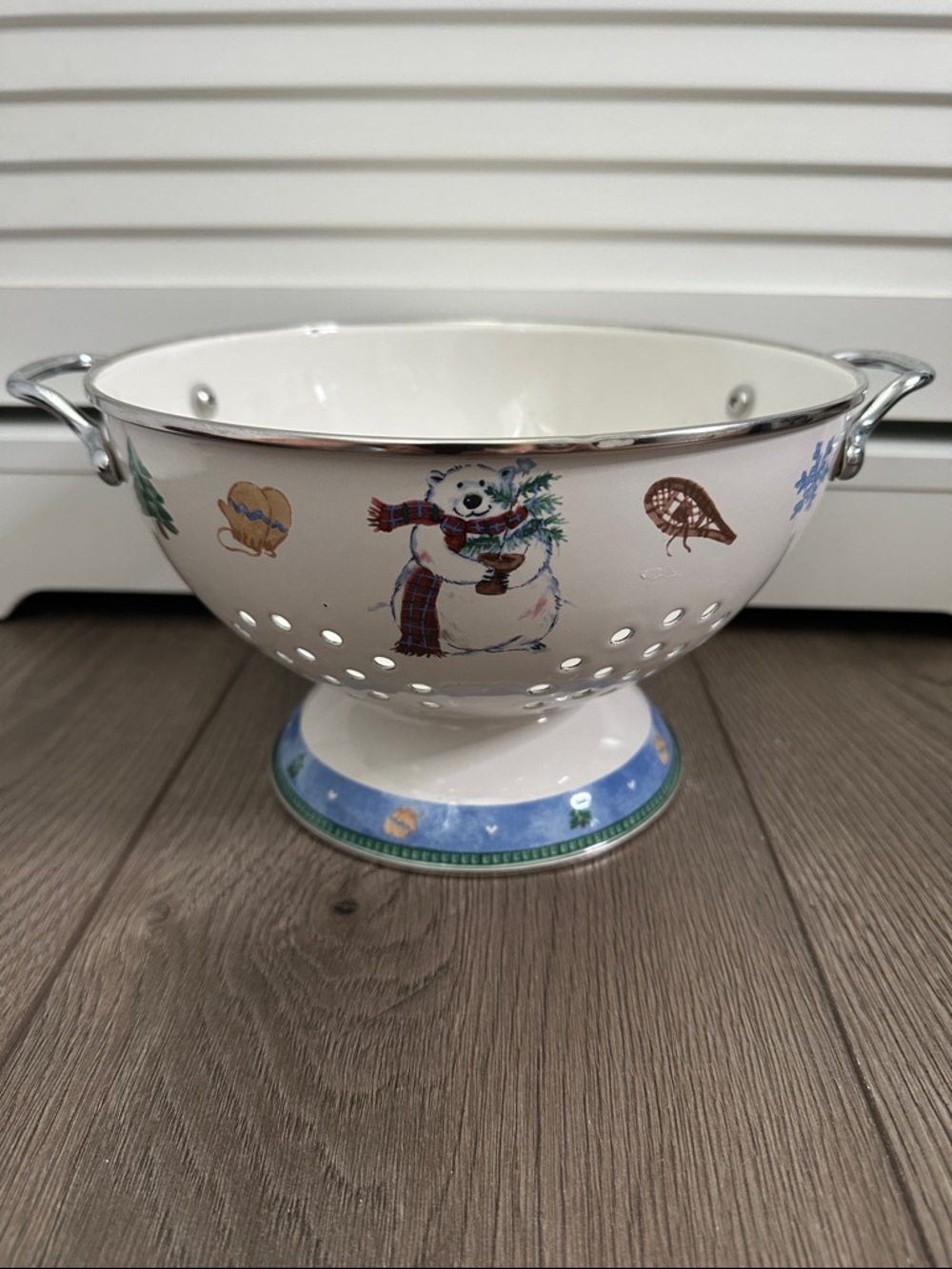 Pfaltzgraff‎ Snow Bear Holiday Enameled Metal Colander 3 Quart